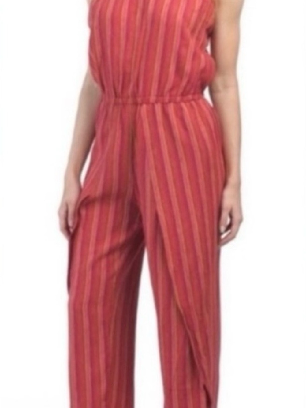 Anthropologie Drew Red Striped Wide-Leg Jumpsuit